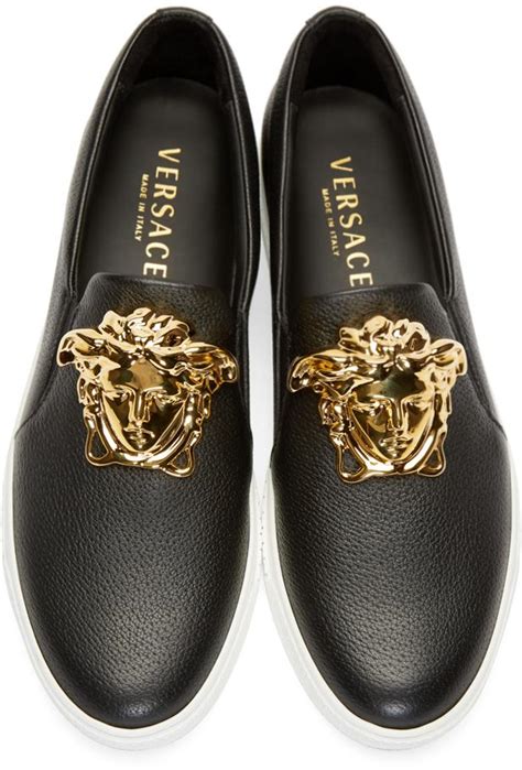 mens versace slip on shoes black|Versace shoes men on sale.